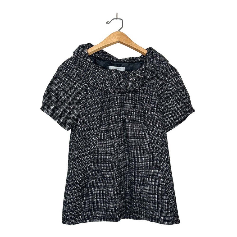 Classiques Entier Womens Dark Coquette Twee Tweed Short Sleeve Top Grey XS
